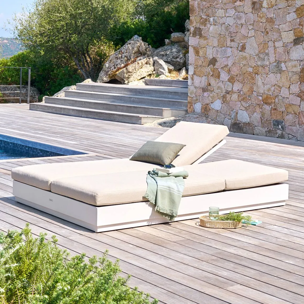 Lit de piscine ALLURE Beige / Avoine