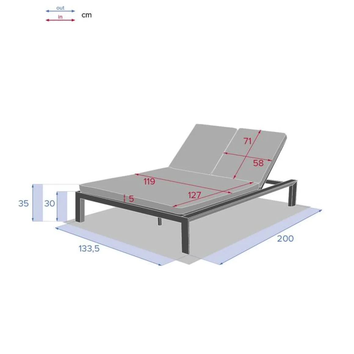 Lit de piscine double ÉVASION Argile & Beige