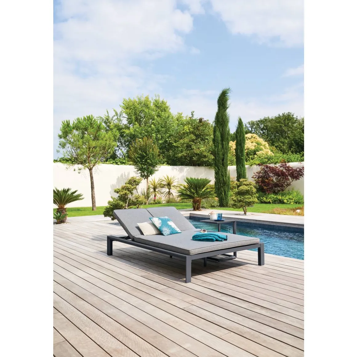 Lit de piscine double ÉVASION Anthracite & Graphite