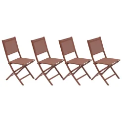 Lot de 4 chaises de jardin pliante ESSENTIA Acajou
