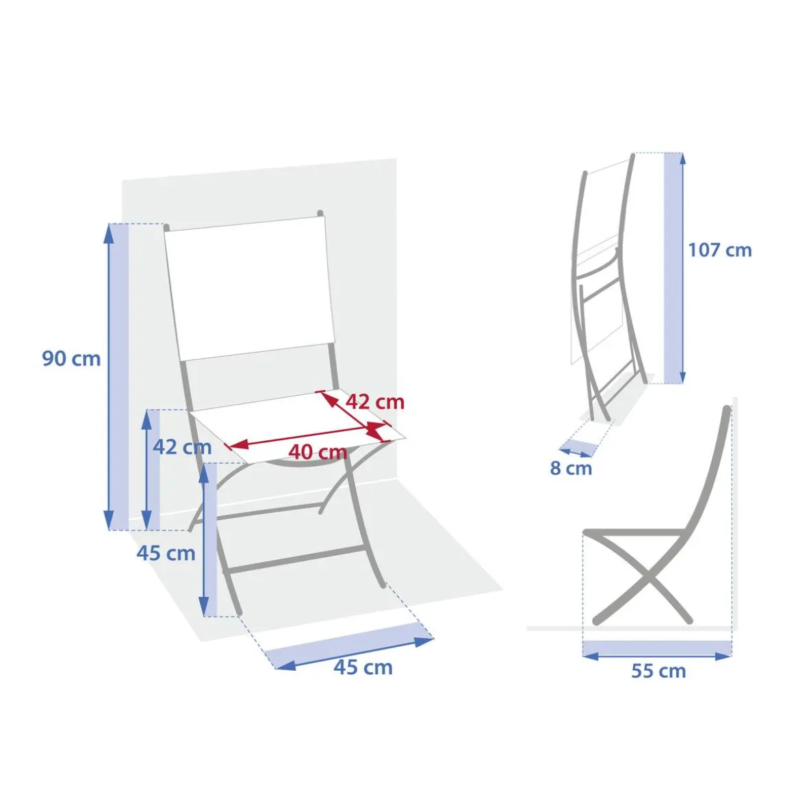 Lot de 4 chaises de jardin pliante ESSENTIA Noisette / Café