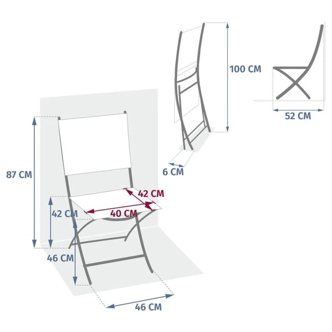 Lot de 4 chaises de jardin pliante MODULA Vert laurier