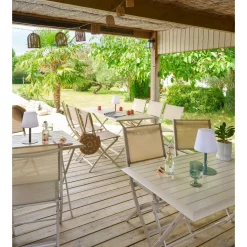 Lot de 4 chaises de jardin pliantes MODULA Lin & Argile