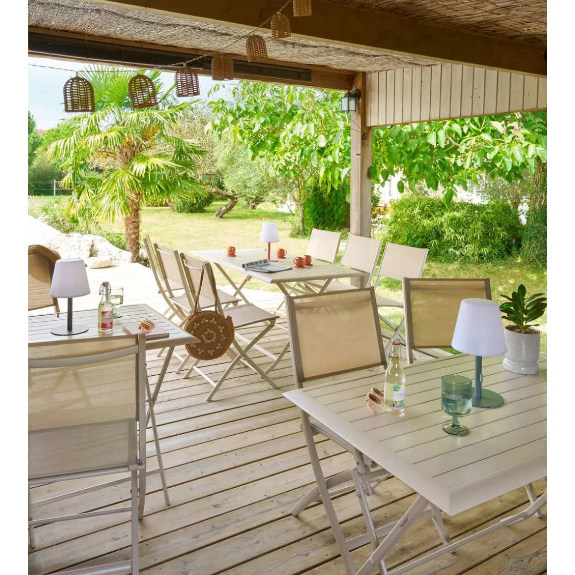 Lot de 4 chaises de jardin pliantes MODULA Lin & Argile
