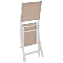 Lot de 4 chaises de jardin pliantes ESSENTIA Lin & Blanc