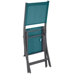Lot de 4 chaises de jardin pliantes ESSENTIA Bleu canard & Graphite