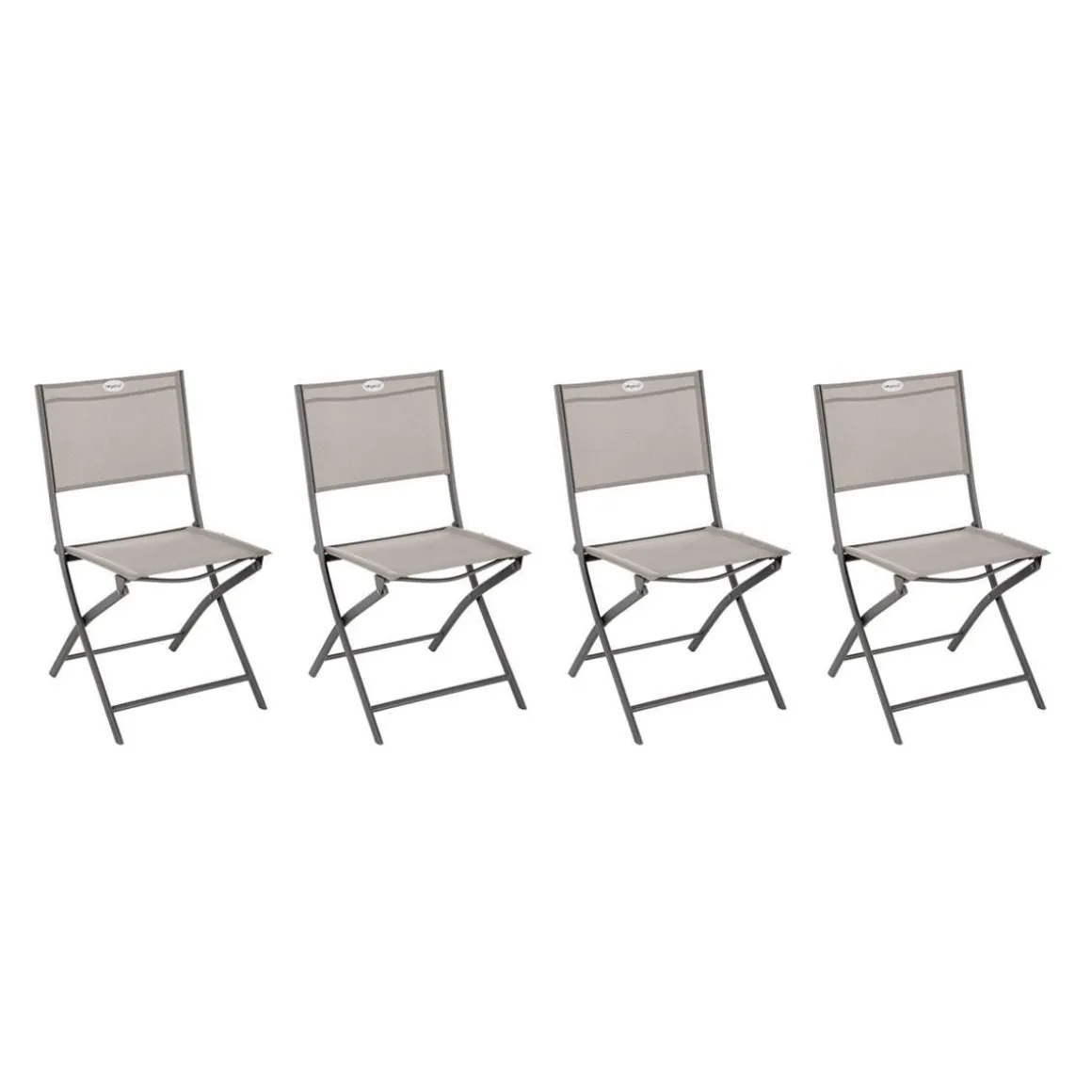 Lot de 4 chaises de jardin pliantes MODULA Noisette & Tonka