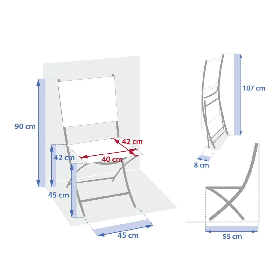 Lot de 4 chaises de jardin pliantes ESSENTIA Wengé & Praliné