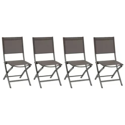 Lot de 4 chaises de jardin pliantes ESSENTIA Wengé & Praliné