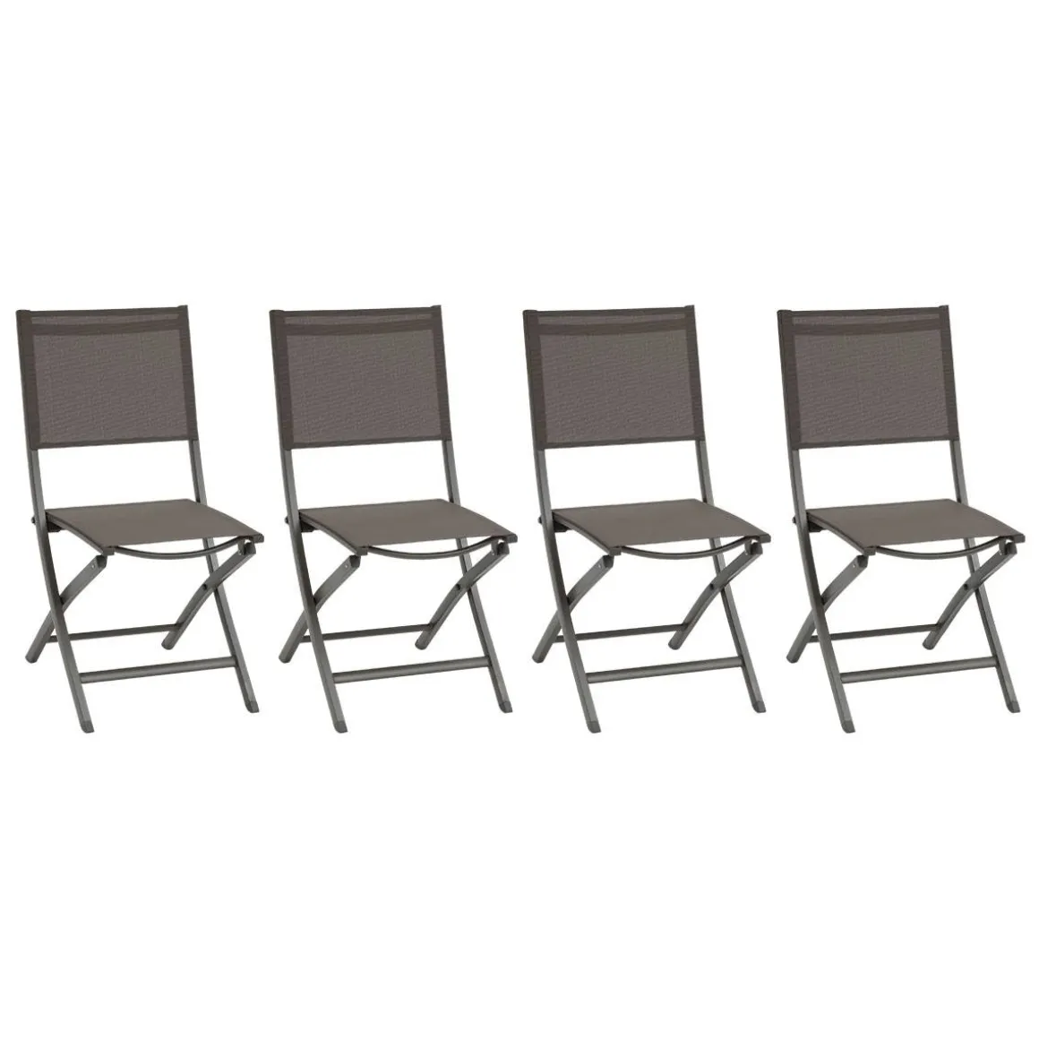 Lot de 4 chaises de jardin pliantes ESSENTIA Wengé & Praliné