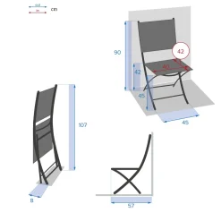 Lot de 4 chaises de jardin pliantes ESSENTIA Anthracite & Graphite