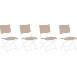 Lot de 4 chaises de jardin pliantes MODULA Lin & Blanc
