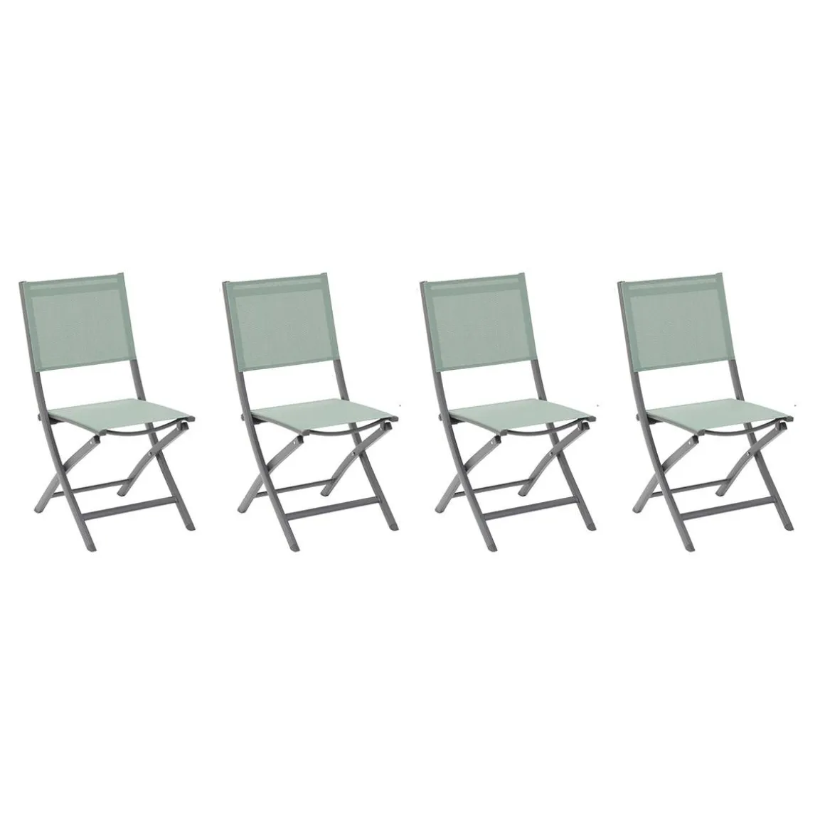 Lot de 4 chaises de jardin pliantes ESSENTIA Vert olive & Graphite