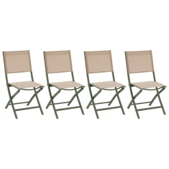Lot de 4 chaises de jardin pliantes ESSENTIA Lin & Vert laurier