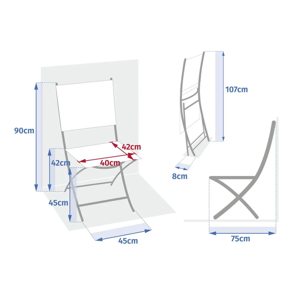 Lot de 4 chaises de jardin pliantes ESSENTIA Lin & Vert laurier