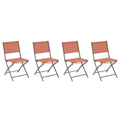 Lot de 4 chaises de jardin pliantes MODULA Ambre & Graphite