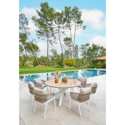 Lot de 2 fauteuils de jardin ORIENGO Taupe & Blanc