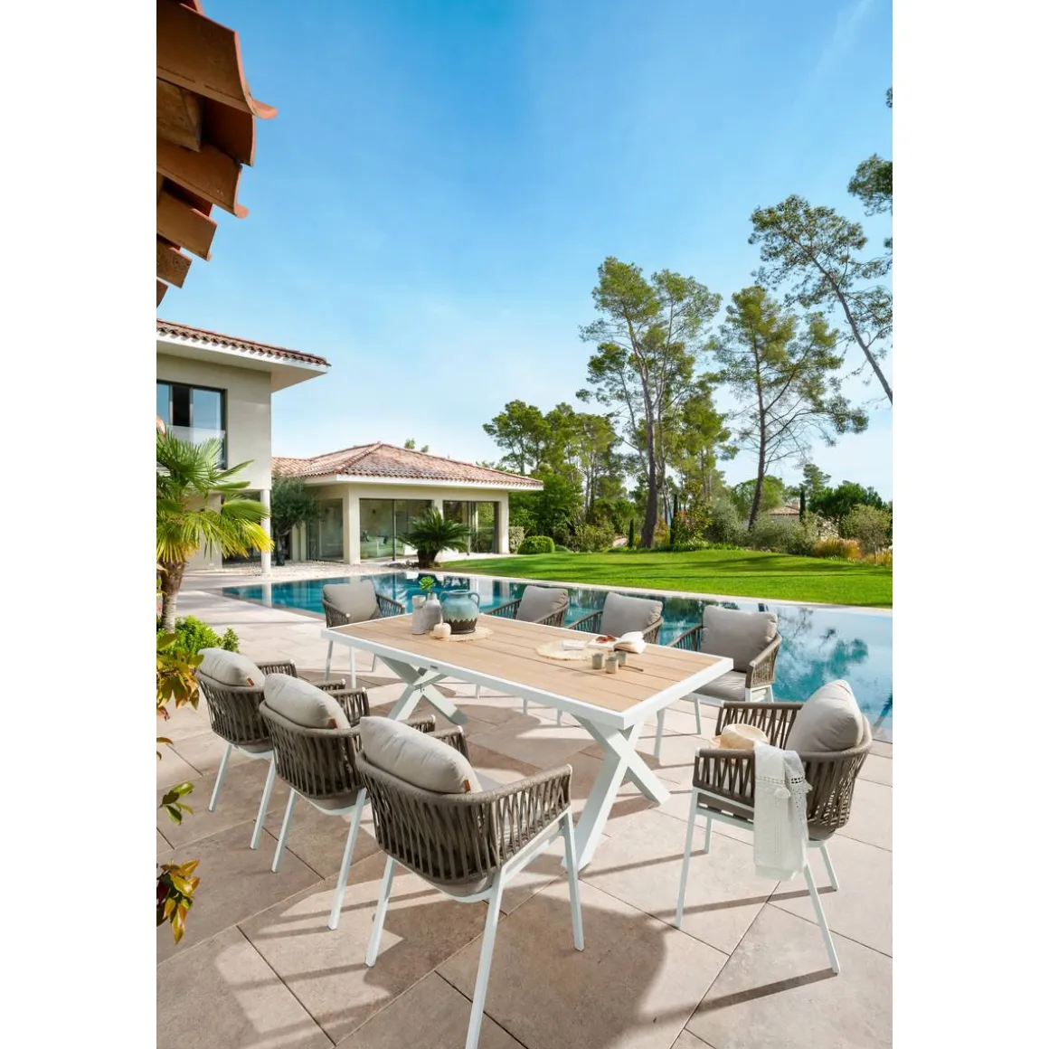 Lot de 2 fauteuils de jardin ORIENGO Taupe & Blanc