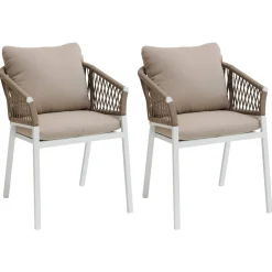Lot de 2 fauteuils de jardin ORIENGO Taupe & Blanc
