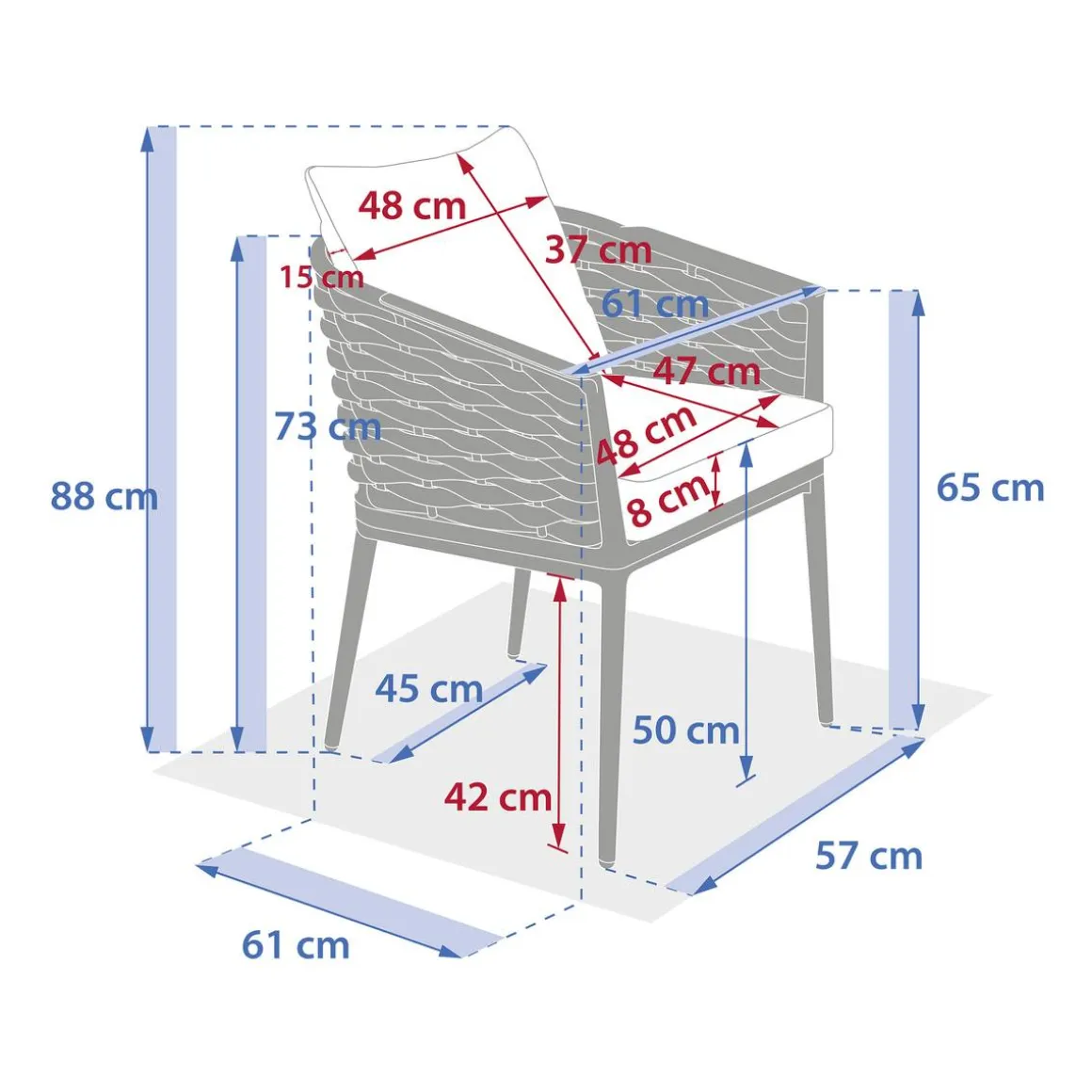 Lot de 2 fauteuils de jardin YCONIA Beige & Argile