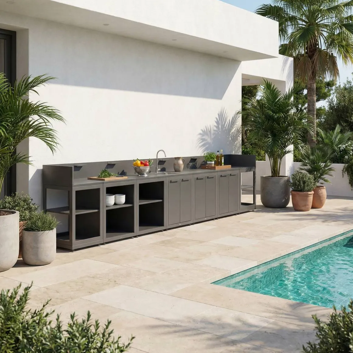 Module avec étagère pour cuisine d'été OXYANA Graphite