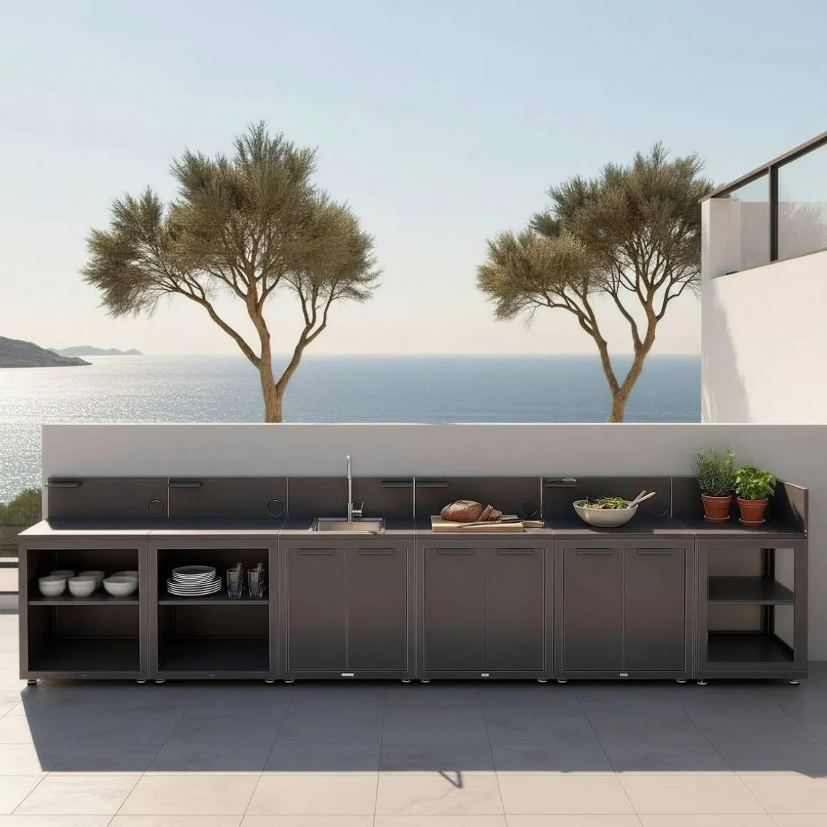 Module avec étagère pour cuisine d'été OXYANA Graphite
