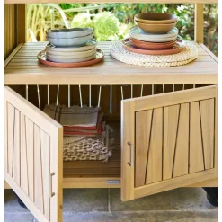 Module 2 portes à roulettes pour cuisine d'été LODGIA Beige