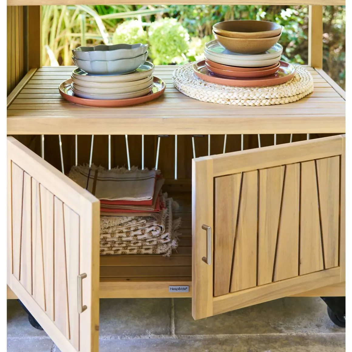 Module 2 portes à roulettes pour cuisine d'été LODGIA Beige