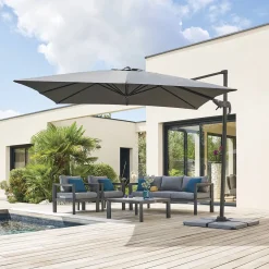 Parasol déporté carré CAYO Ardoise & Anthracite
