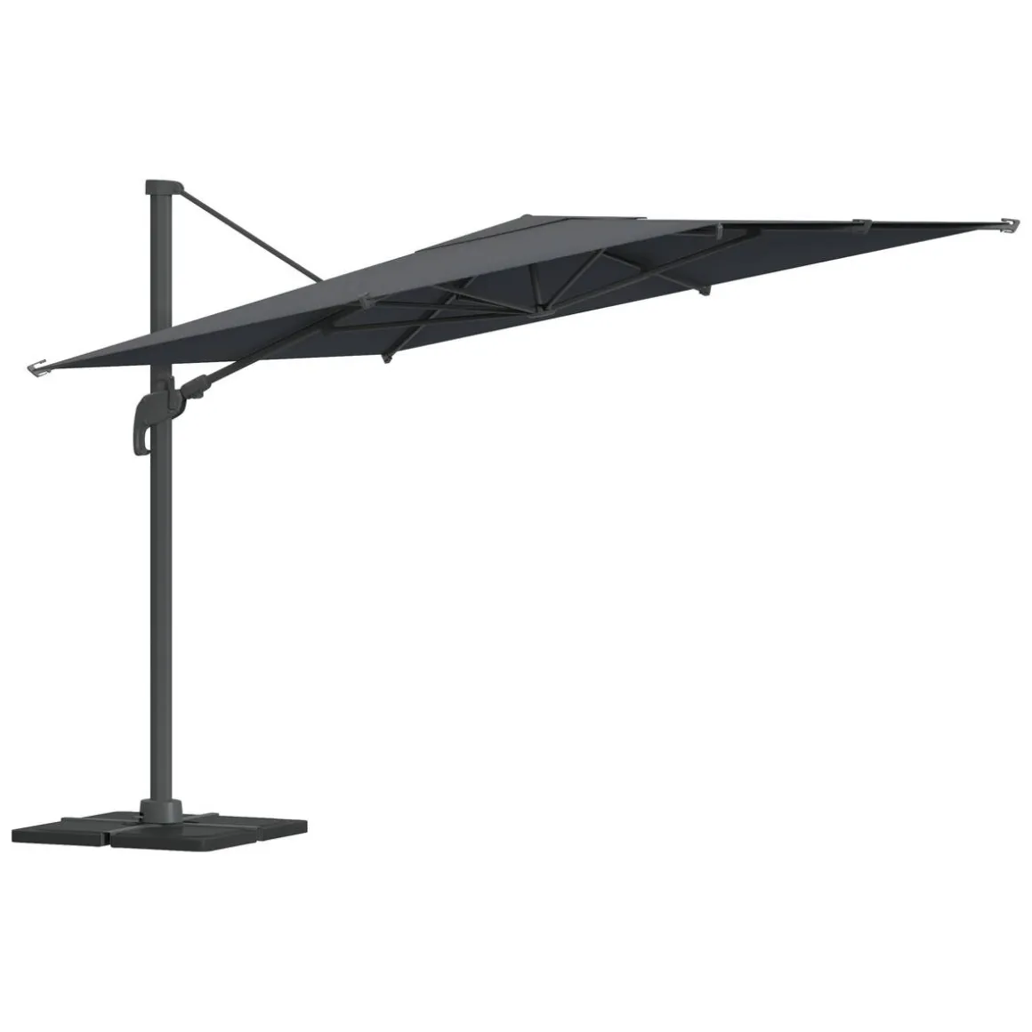 Parasol déporté carré inclinable MELHIA Anthracite / Graphite