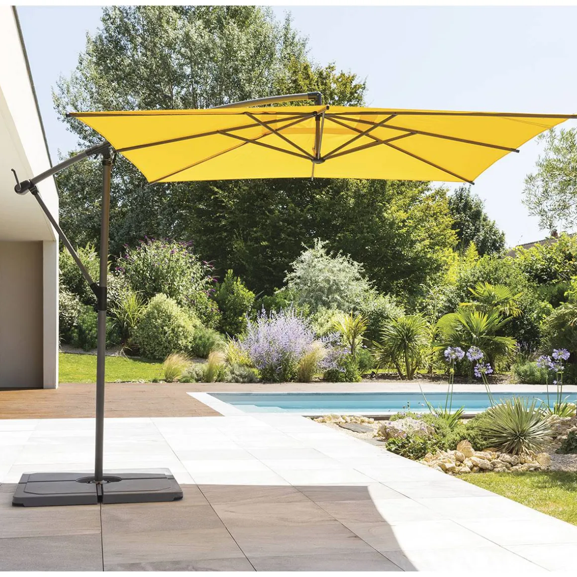 Parasol déporté carré MANOA Jaune moutarde