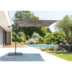 Parasol déporté carré MANOA Taupe