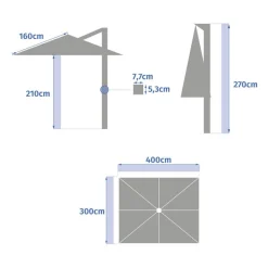 Parasol déporté rectangulaire ÉQUADOR Vert olive