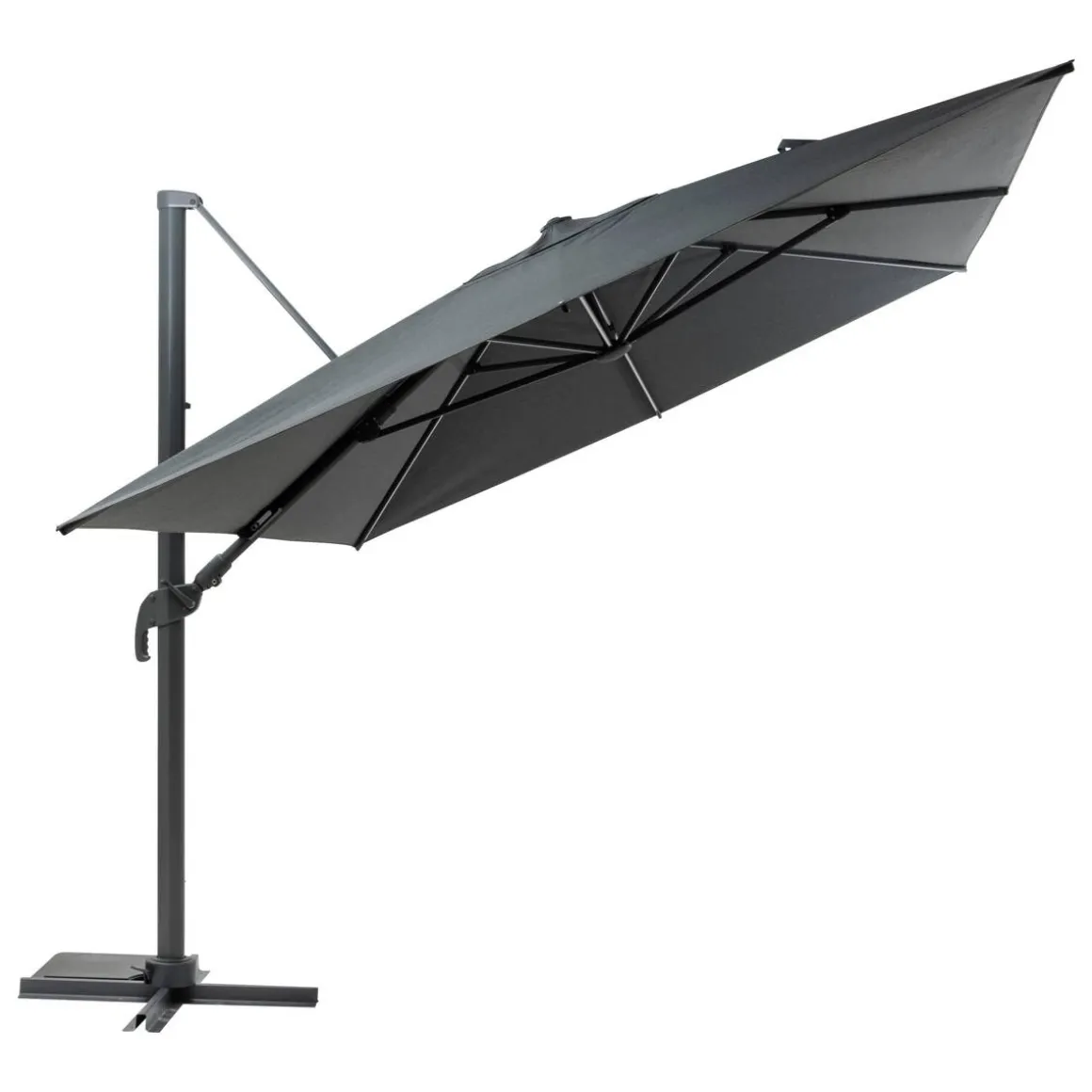 Parasol déporté rectangulaire MELHIA Anthracite avec LED