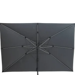 Parasol déporté rectangulaire MELHIA Anthracite avec LED