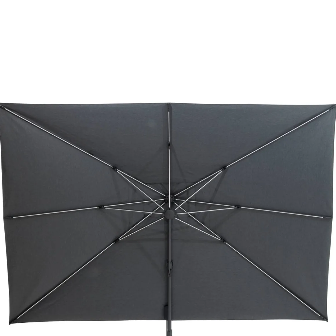 Parasol déporté rectangulaire MELHIA Anthracite avec LED