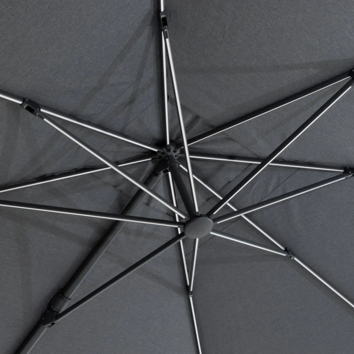 Parasol déporté rectangulaire MELHIA Anthracite avec LED