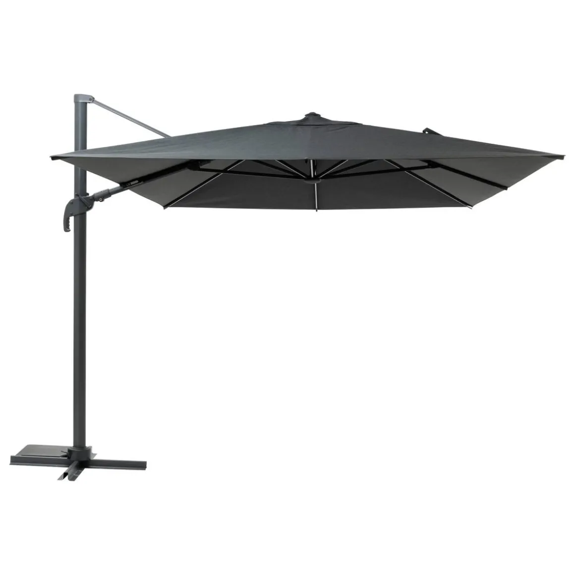 Parasol déporté rectangulaire MELHIA Anthracite avec LED