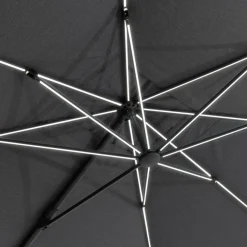 Parasol déporté rectangulaire MELHIA Anthracite avec LED