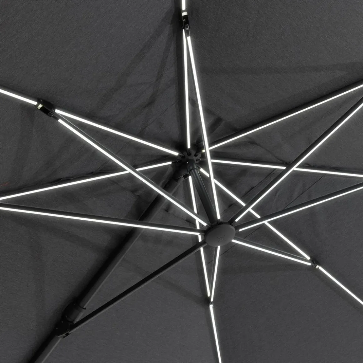 Parasol déporté rectangulaire MELHIA Anthracite avec LED