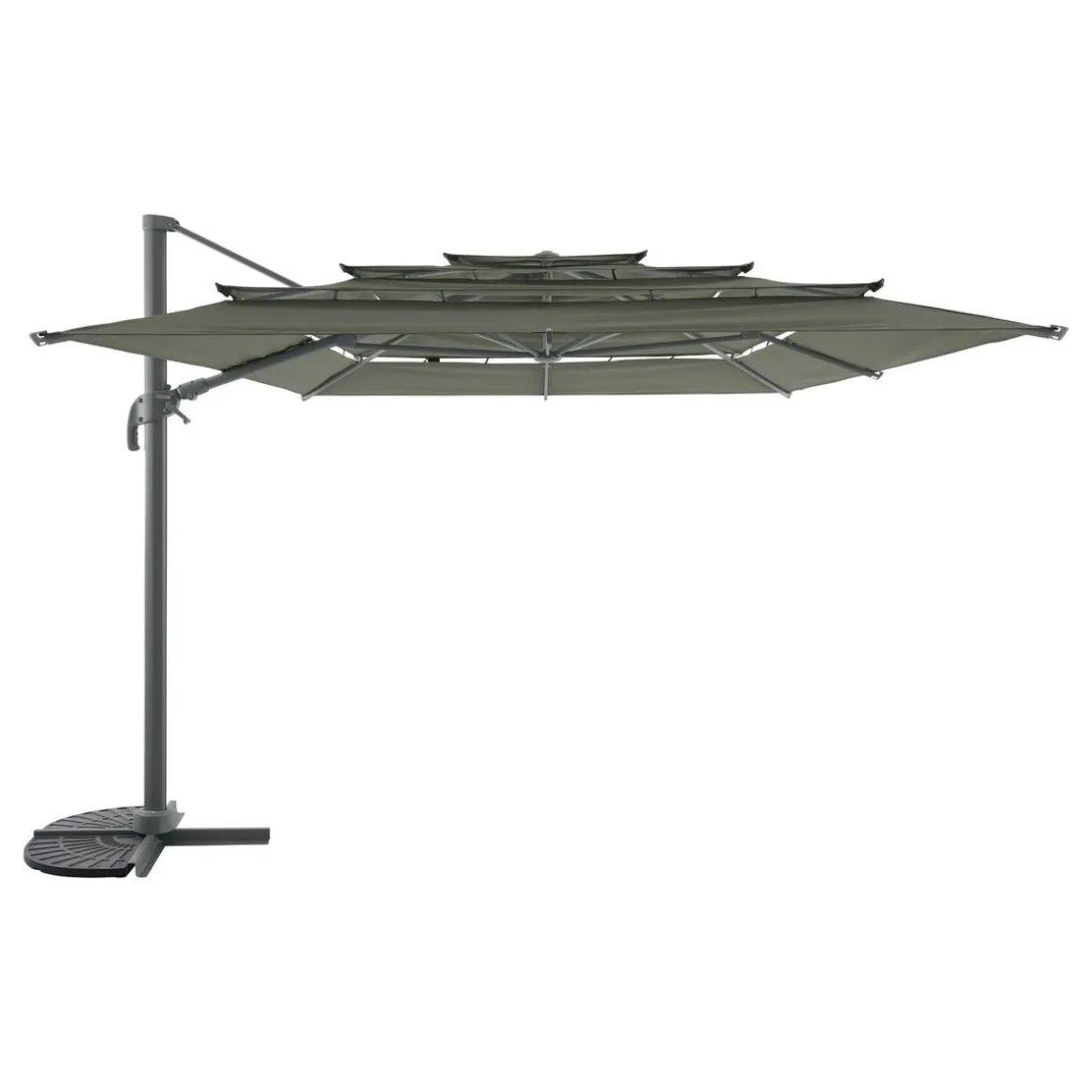 Parasol déporté rectangulaire inclinable MELHIA Vert laurier