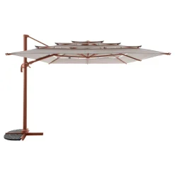 Parasol déporté rectangulaire inclinable MELHIA Lin / Acajou