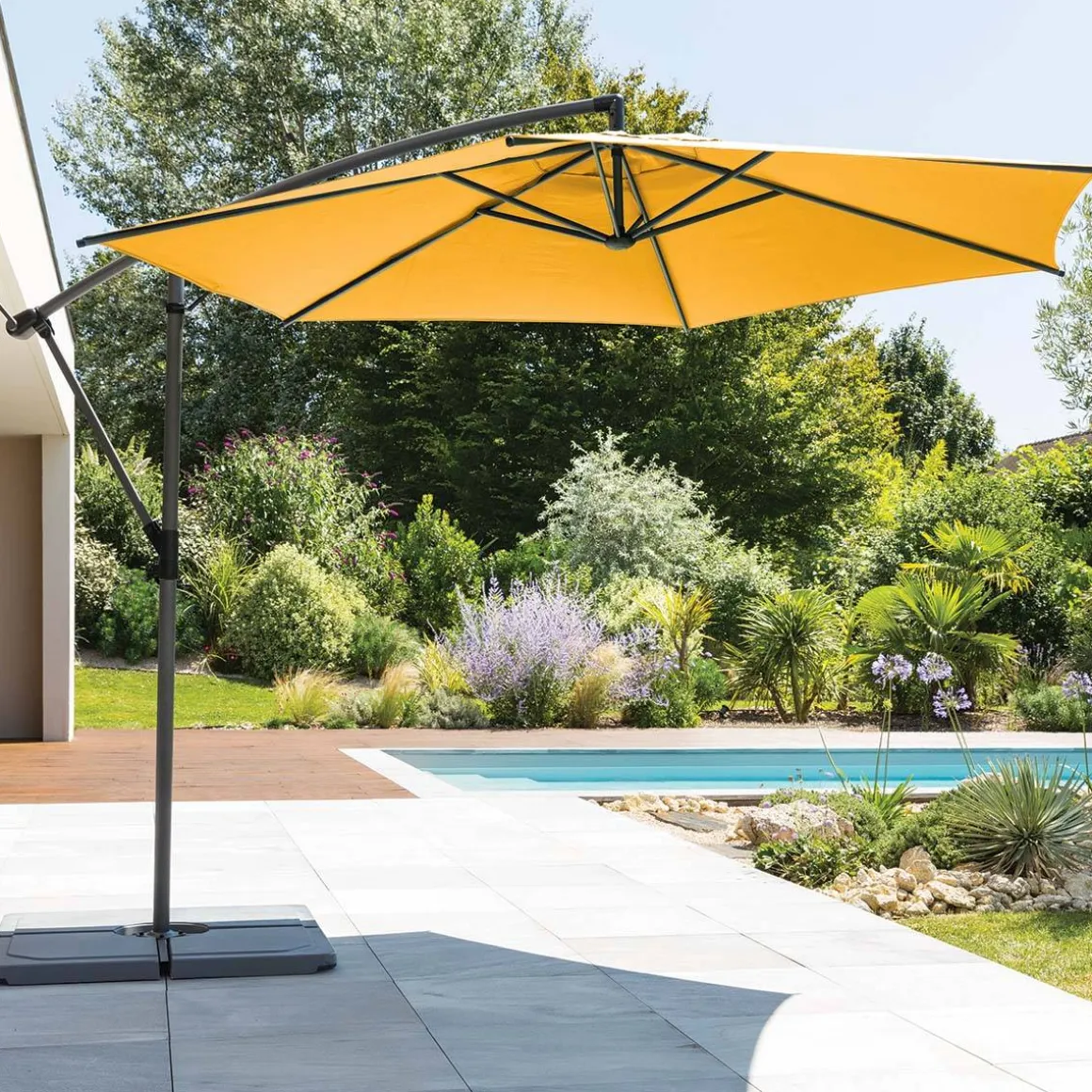 Parasol déporté rond MANOA Jaune moutarde