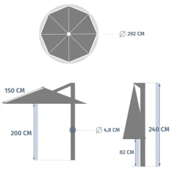 Parasol déporté rond MANOA Vert olive / Graphite