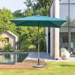 Parasol droit carré inclinable SOYA Bleu canard