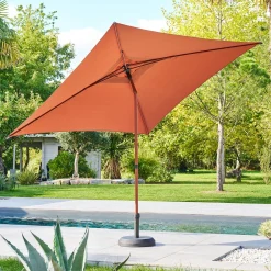 Parasol droit carré inclinable SOYA Acajou