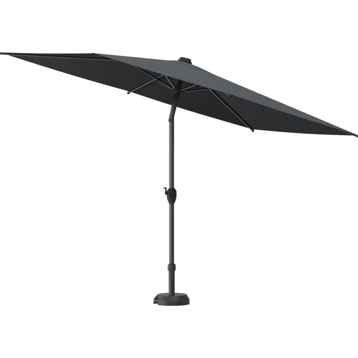 Parasol droit rectangulaire inclinable LOOMPA Ardoise + pied de parasol HAULIO