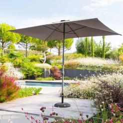 Parasol droit rectangulaire inclinable LOOMPA Ardoise
