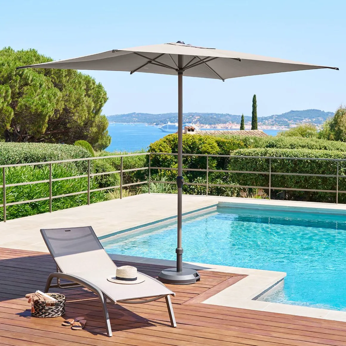 Parasol droit rectangulaire inclinable LOOMPA Café