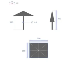 Parasol droit rectangulaire inclinable LOOMPA Blé